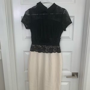 Vintage Hollywood Color Blocked Lace Dress